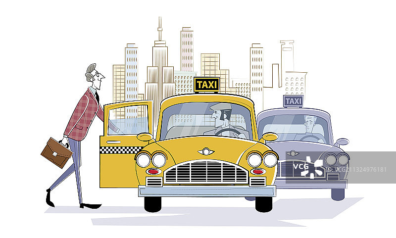 乘坐出租车的场景图片素材