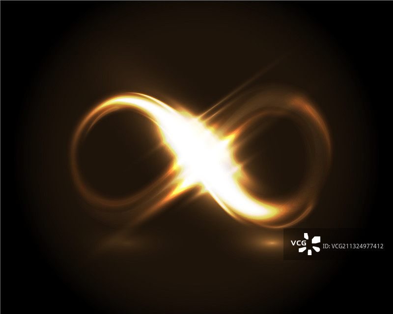 无限符号霓虹灯金色光晕图片素材