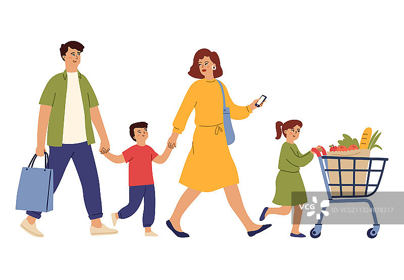 一家人在超市购物图片素材