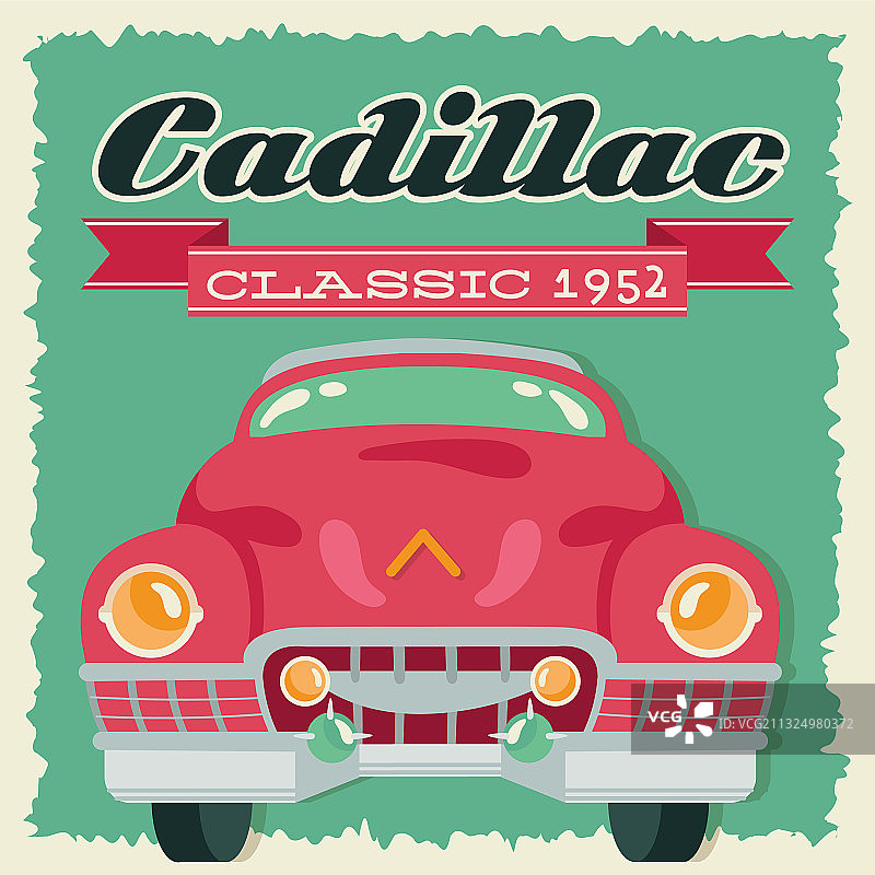 带有汽车和年份的凯迪拉克复古海报图片素材