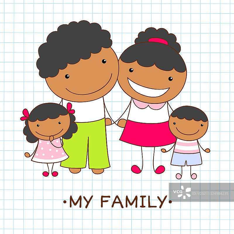 快乐的非洲家庭——妈妈、爸爸、儿子和图片素材