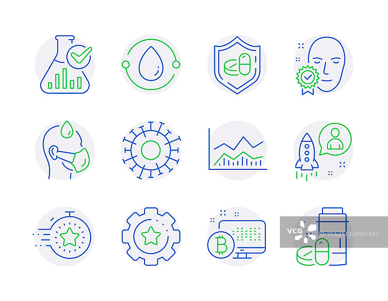 科学图标集，包含定时器和低温等图标图片素材