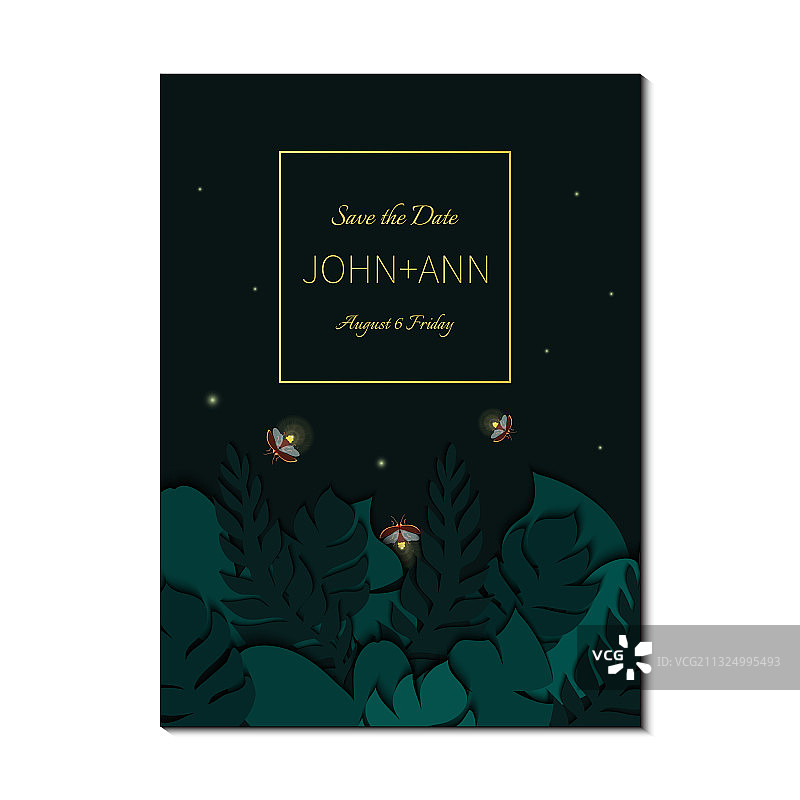 萤火虫保存日期邀请函模板图片素材