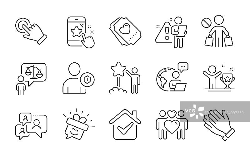 客服聊天律师和星级评分图标集图片素材