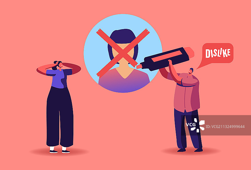 网络聊天中的迷你角色欺凌图片素材