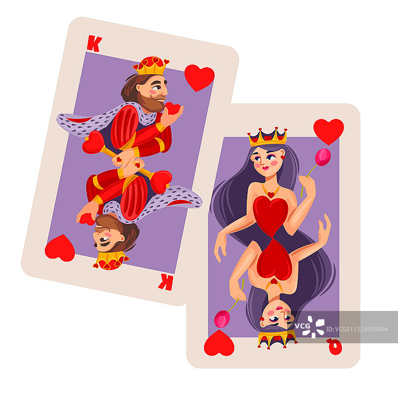 红桃国王和王后卡通人物图片素材