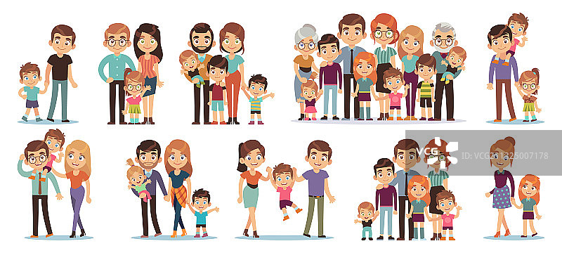 卡通家庭人物：母亲、父亲和儿子图片素材