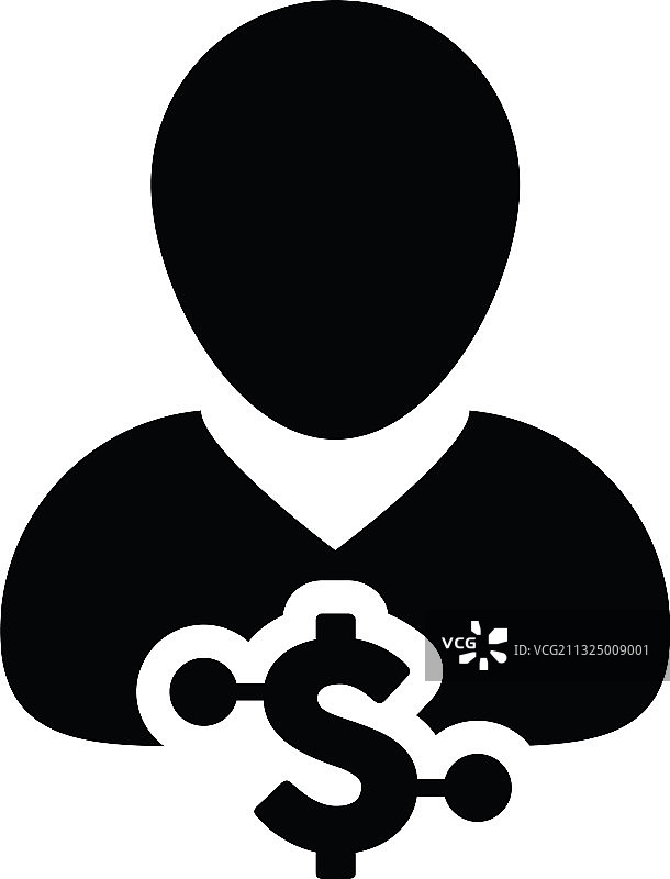 带有男性形象的美元数字货币符号图标图片素材