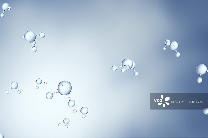 3D渲染的微观世界里的水分子结构图片素材