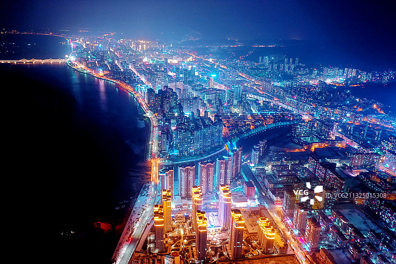 辽宁丹东夜景图片素材