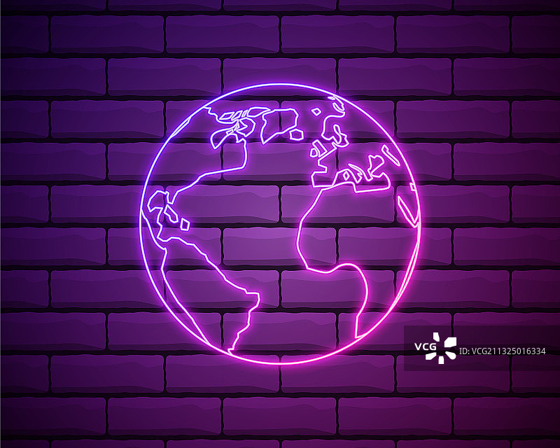 地球霓虹灯发光标志图片素材