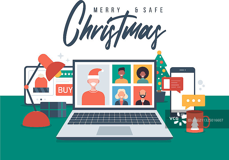 圣诞新常态：线上聚会图片素材