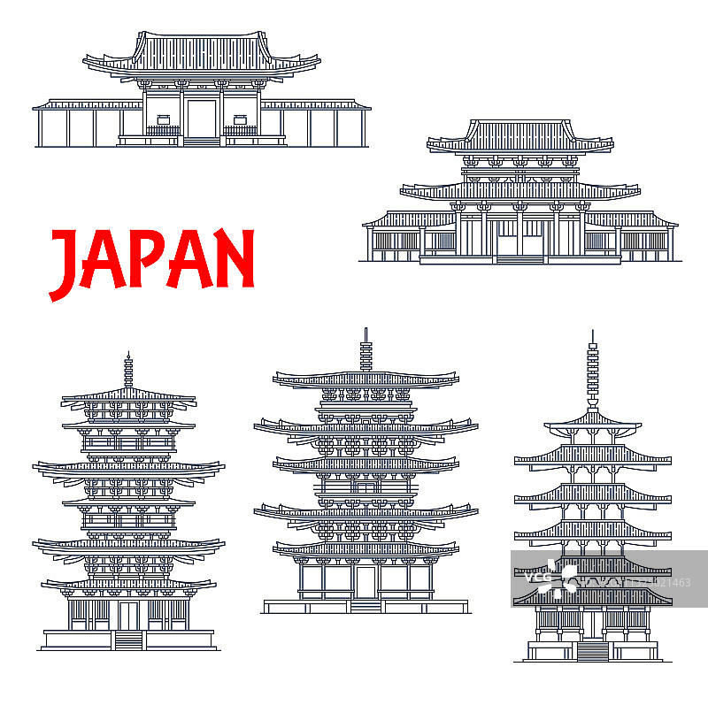日本标志性寺庙和宝塔图片素材