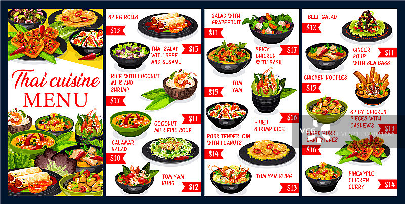 泰国菜菜单图片素材