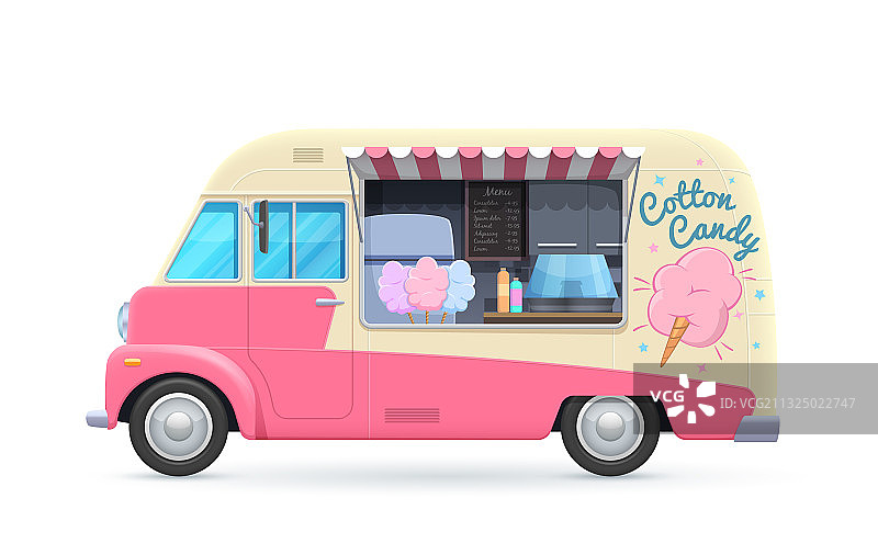独立的棉花糖餐车图片素材