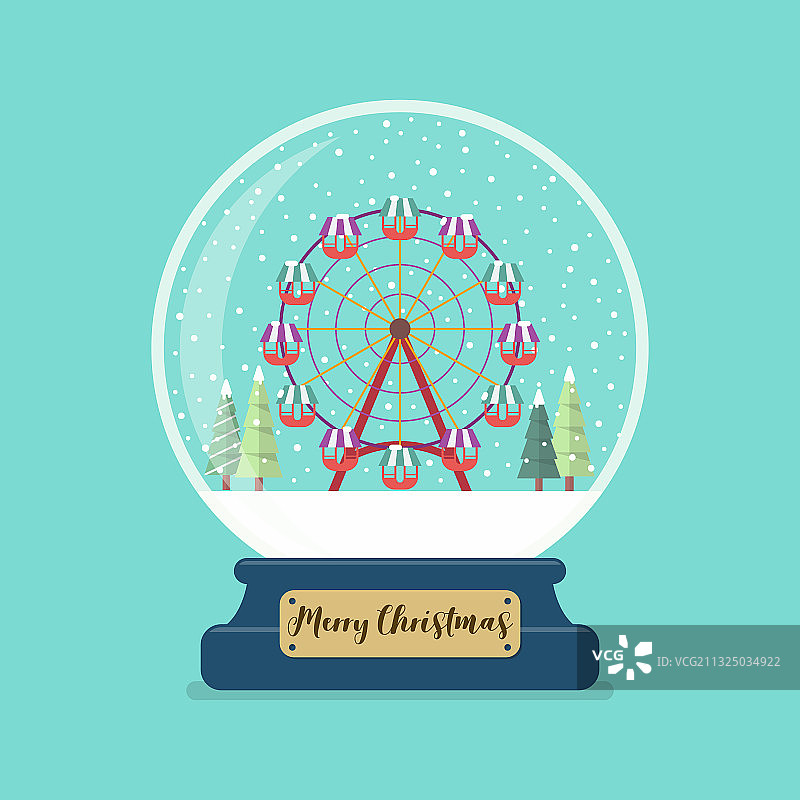 圣诞玻璃球中的摩天轮图片素材