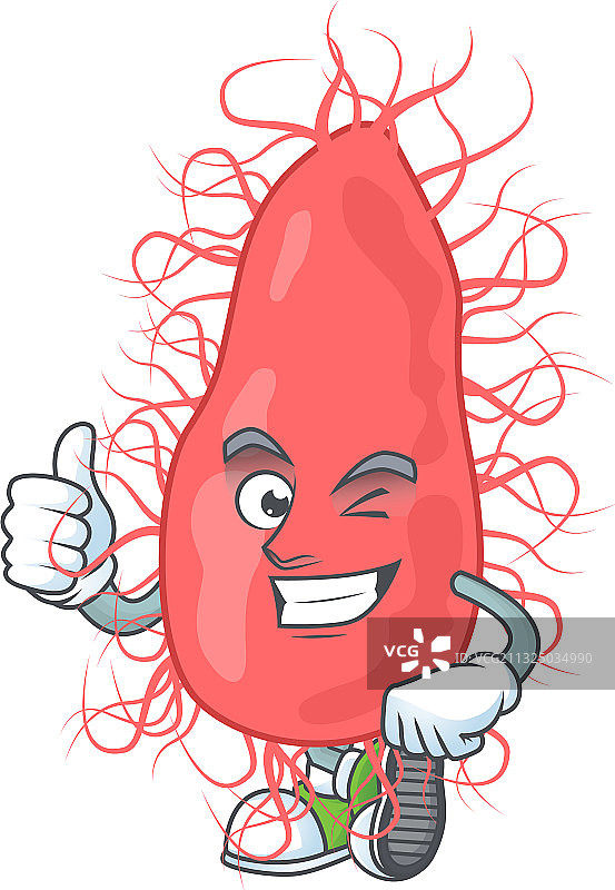 竖起大拇指的大肠杆菌吉祥物图片素材