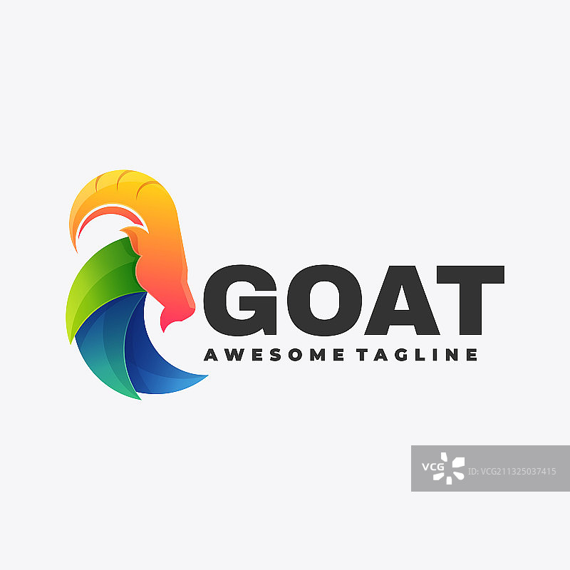 渐变彩色山羊标志图片素材