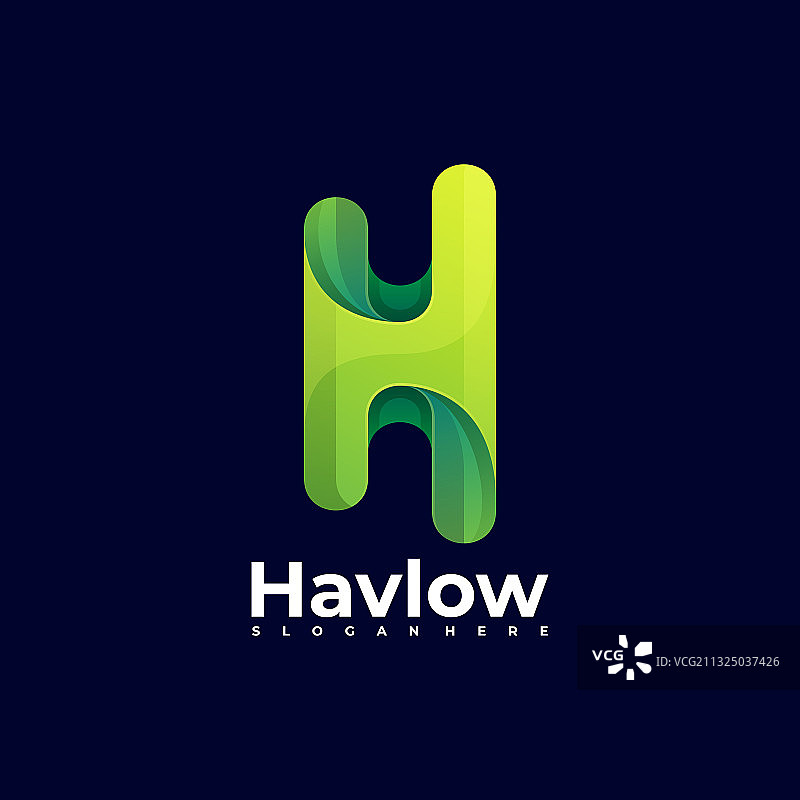 H字母渐变彩色风格标志图片素材