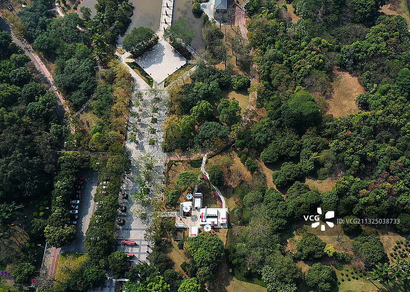 广东省东莞市人民政府中心广场元美公园航拍图片素材