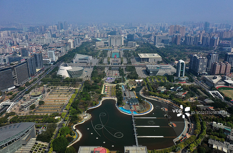 广东省东莞市人民政府中心广场航拍图片素材