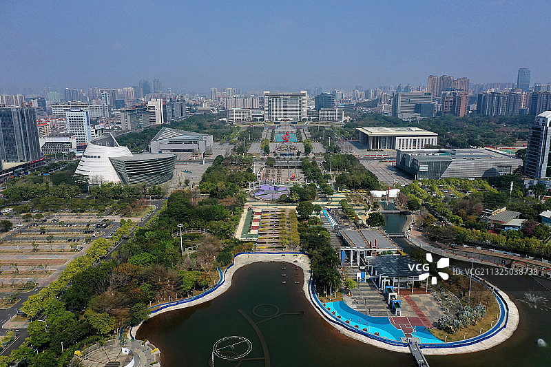 广东省东莞市人民政府中心广场航拍图片素材