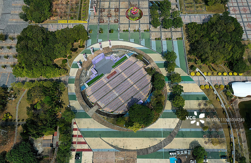 广东省东莞市人民政府中心广场航拍图片素材