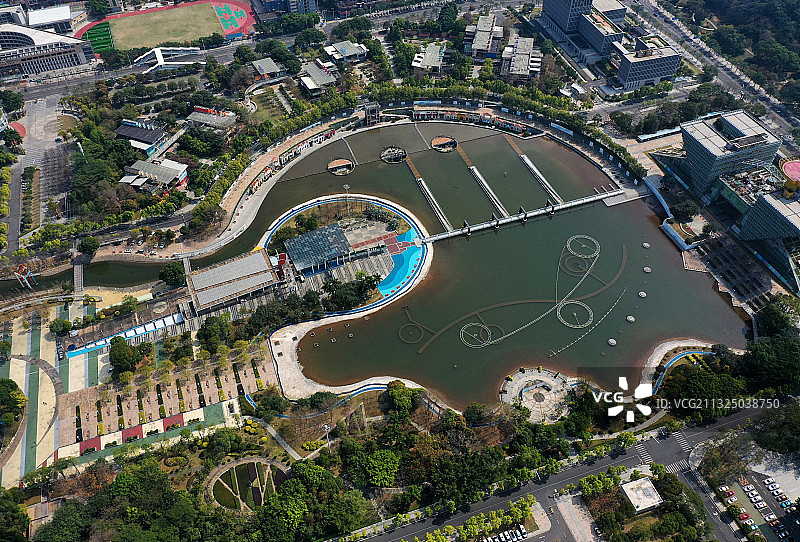 广东省东莞市人民政府中心广场航拍图片素材