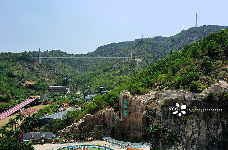 广东省汕尾市城区铜鼎山旅游区航拍图片素材