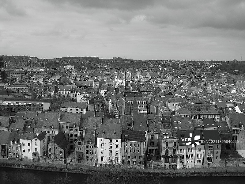 那慕尔城镇景观高角度视图，比利时图片素材