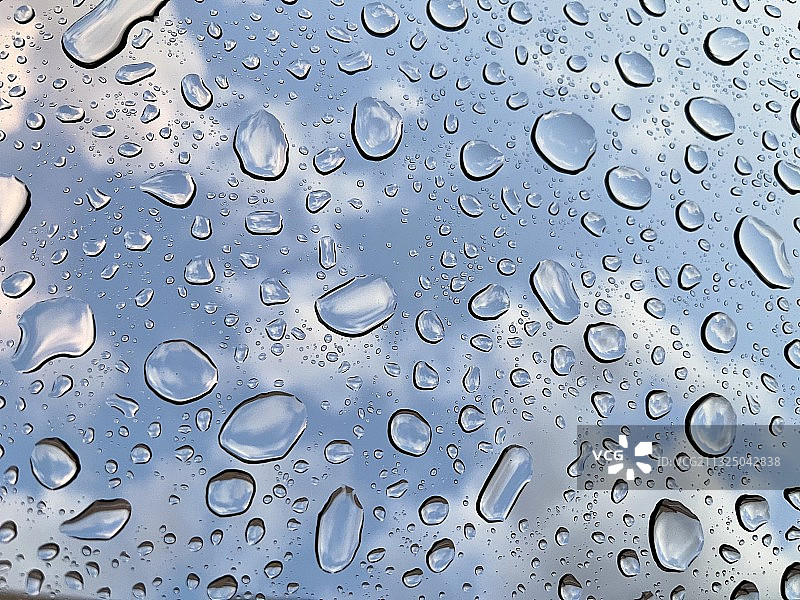 玻璃窗上的雨滴特写图片素材