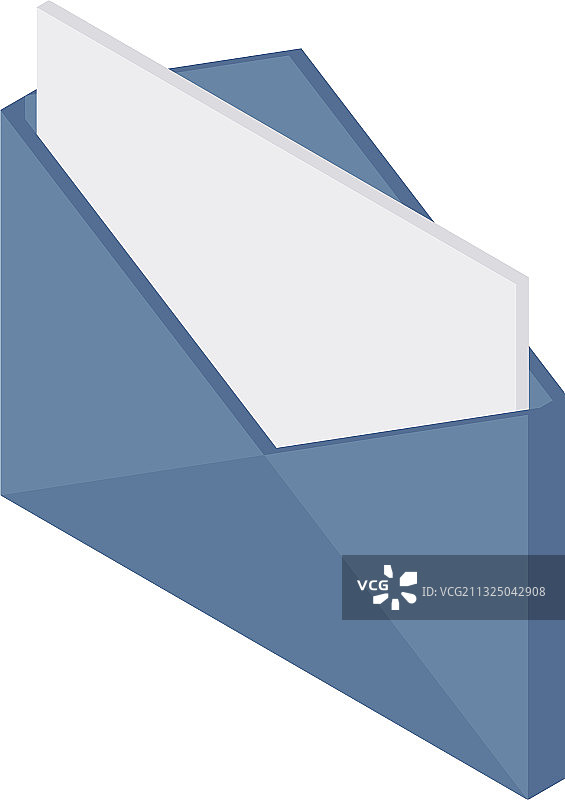 已读消息2.5D图标：打开的灰色信封图片素材