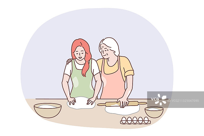 幸福家庭一起烹饪概念图片素材