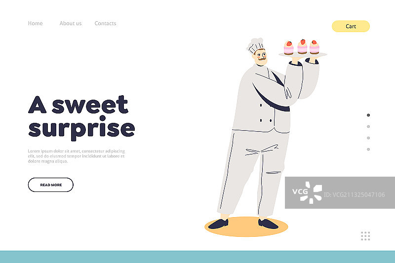 含男性的糖果订购服务着陆页图片素材