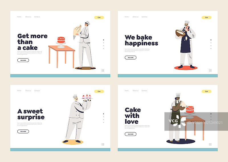 甜点和烘焙餐饮服务着陆页图片素材