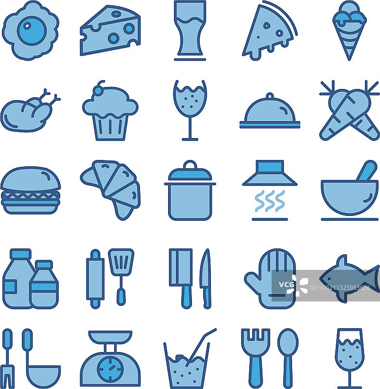 食品和饮料线条风格图标图片素材