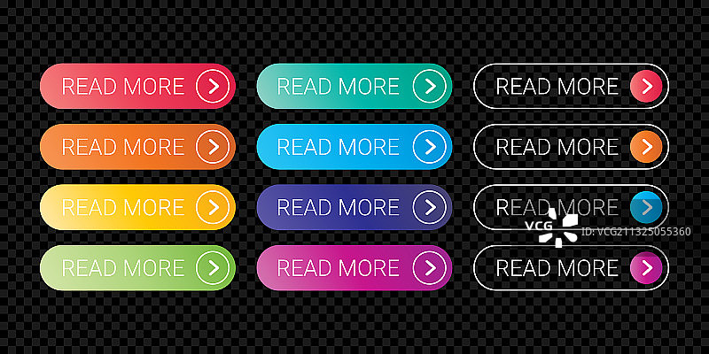 扁平风格的“阅读更多”网页按钮模板图片素材