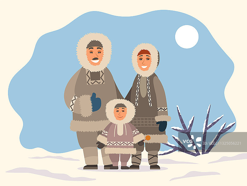 雪景中的北极家庭图片素材