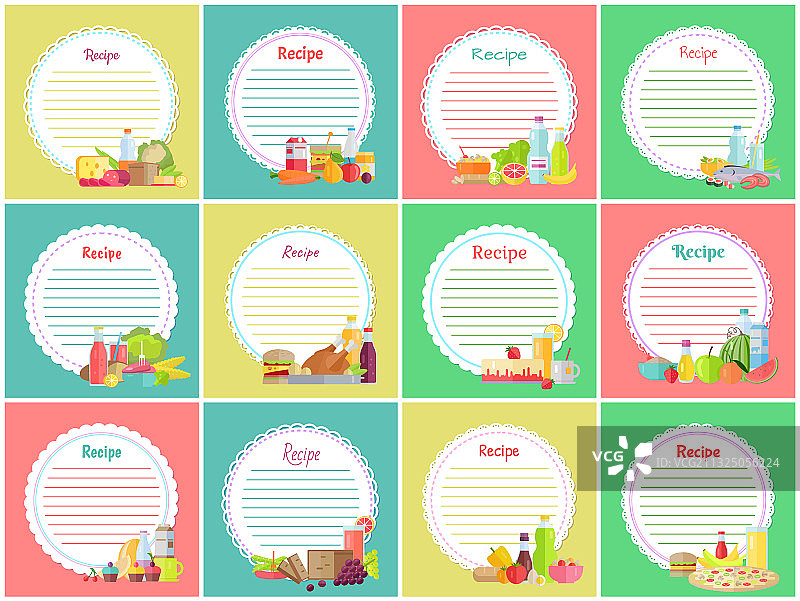带空白行的食谱便签贴纸图片素材