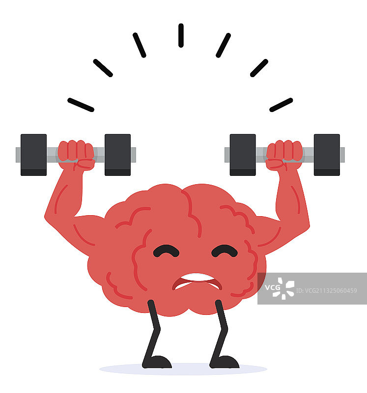 人类强壮大脑举哑铃图片素材