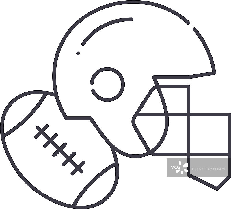 美式橄榄球线性隔离图标图片素材