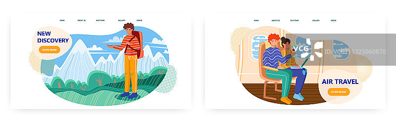 男人在山区徒步时使用指南针图片素材