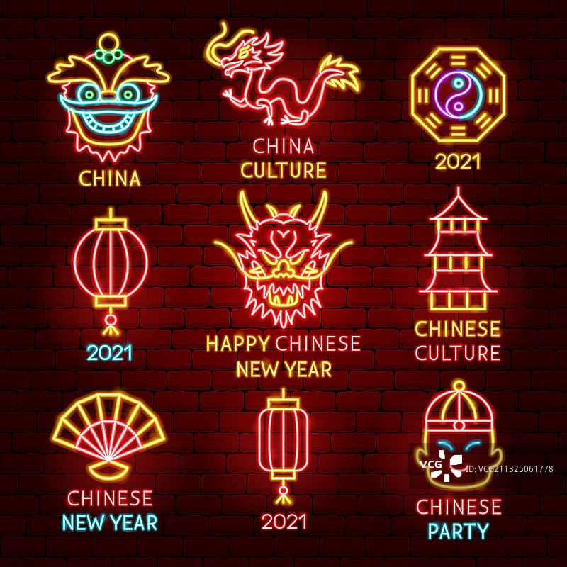 中国新年标签合集图片素材