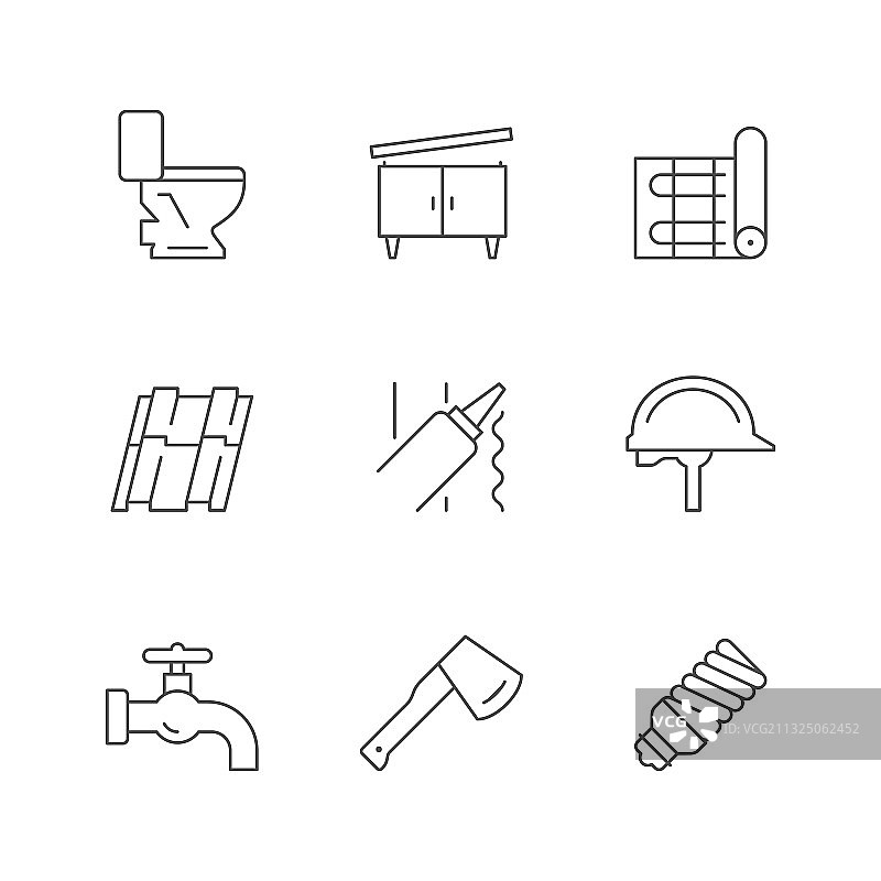 房屋维修线性图标合集图片素材