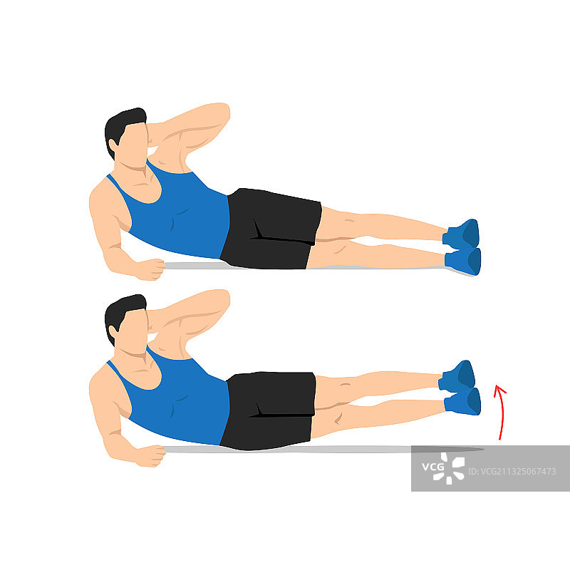 男人做双侧屈体运动图片素材