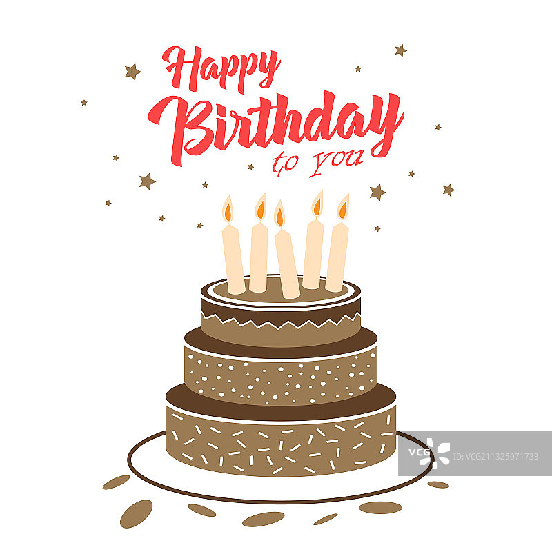 巧克力蛋糕和星星生日贺卡图片素材