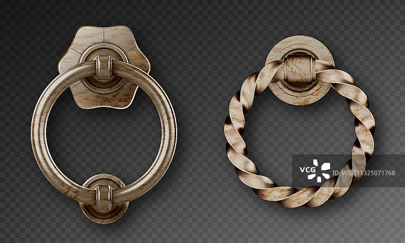 古老的金属环门把手图片素材