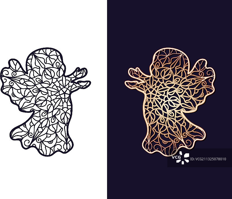 小天使镂空雕刻切割模板图片素材