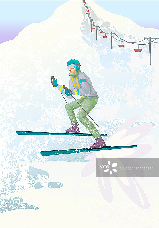 在山区滑雪的年轻男人图片素材