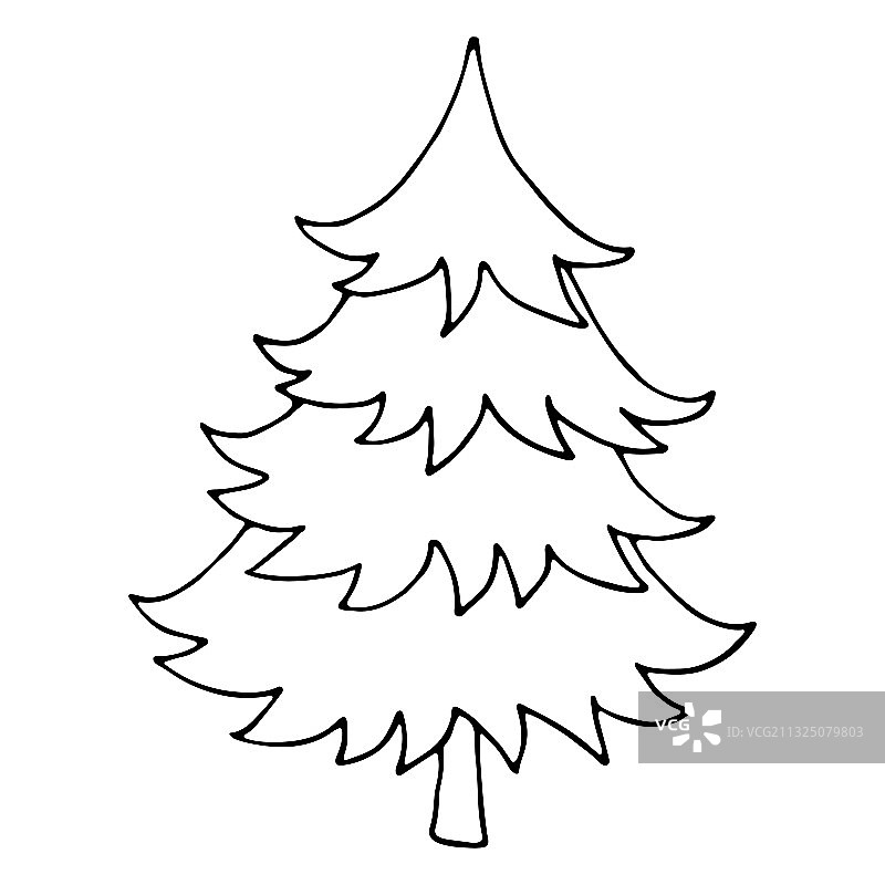 手绘圣诞树（白色背景）图片素材